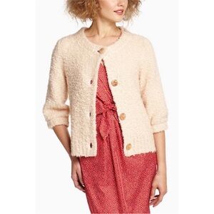 NWT Anthropologie HWR Monogram Beige Boucle Sweater